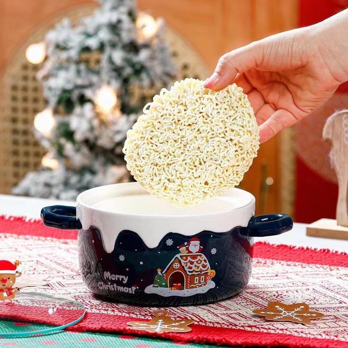 Gambar Mangkuk Pot Keramik Mie Instant Noodle Large Bowl Christmas Gift - Biru dari Ongzo.id undefined Tokopedia