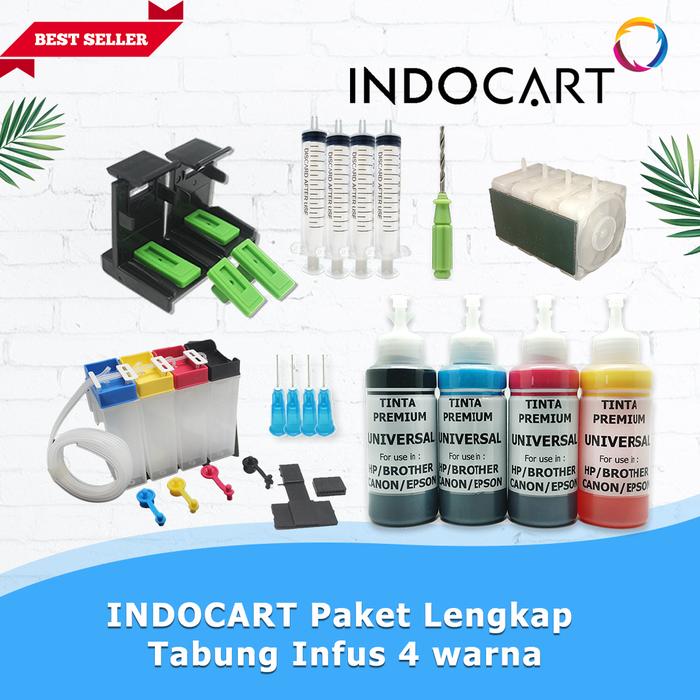 Gambar INDOCART Paket Infus CISS 4 warna utk Printer Inkjet HP Canon Epson dari IndoCart Store undefined Tokopedia