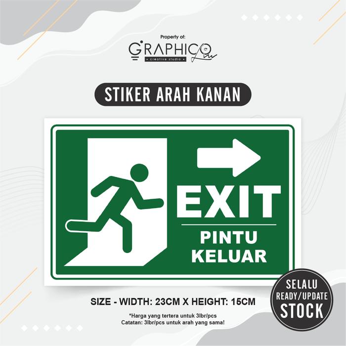 Gambar Stiker EXIT / Pintu Keluar - Per/3 lembar (23x15cm) - Kanan dari Graphico Studio undefined Tokopedia