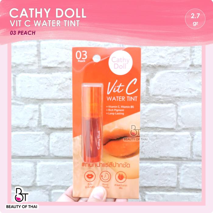 Gambar CATHY DOLL VIT C WATER TINT 2.7G | LipTint Bibir - 03 PEACH dari Beautyofthai undefined Tokopedia