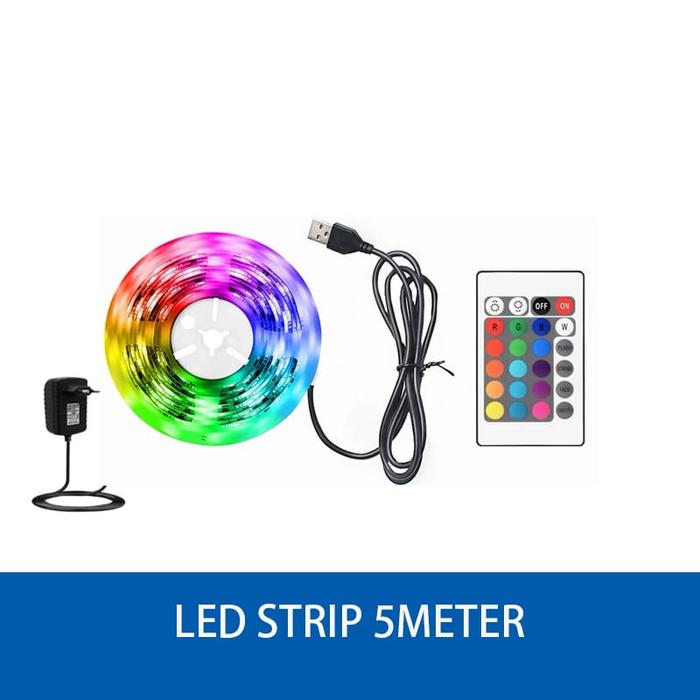 Gambar lampu led strip RGB/lampu hias RGB 5Meter Merek Hakamitsu - LAMPU RGB dari Chint Home Electrics undefined Tokopedia