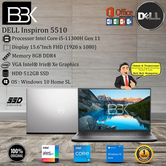 Gambar DELL Inspiron 5510 i5-11300H 8GB 16GB 32GB 512GB SSD W10HSL OHS 1Yr - 8GB 512GB SSD dari Beli Beli Komputer undefined Tokopedia