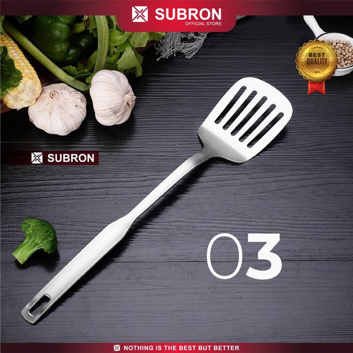 Gambar SUBRON Spatula sodet sutil centong lubang dan non lubang stainless - SODET LUBANG 03 dari SUBRON KITCHENWARE undefined Tokopedia