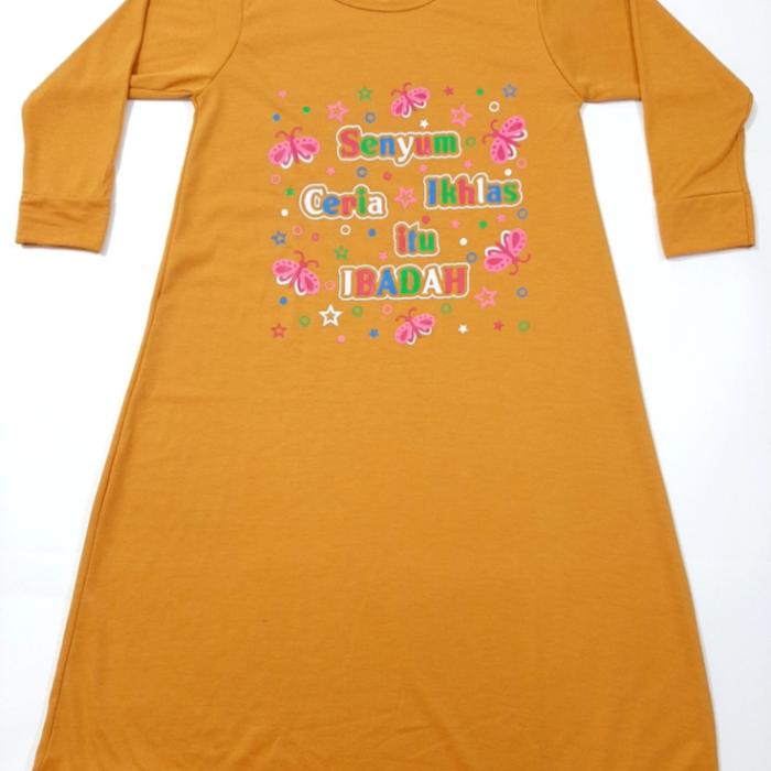 Gambar gamis anak muslim perempuan pakaian tangan panjang cewek gambar ceria - -ceria-kuning, gamis-1 thn=S dari LINGLANG FASHION undefined Tokopedia
