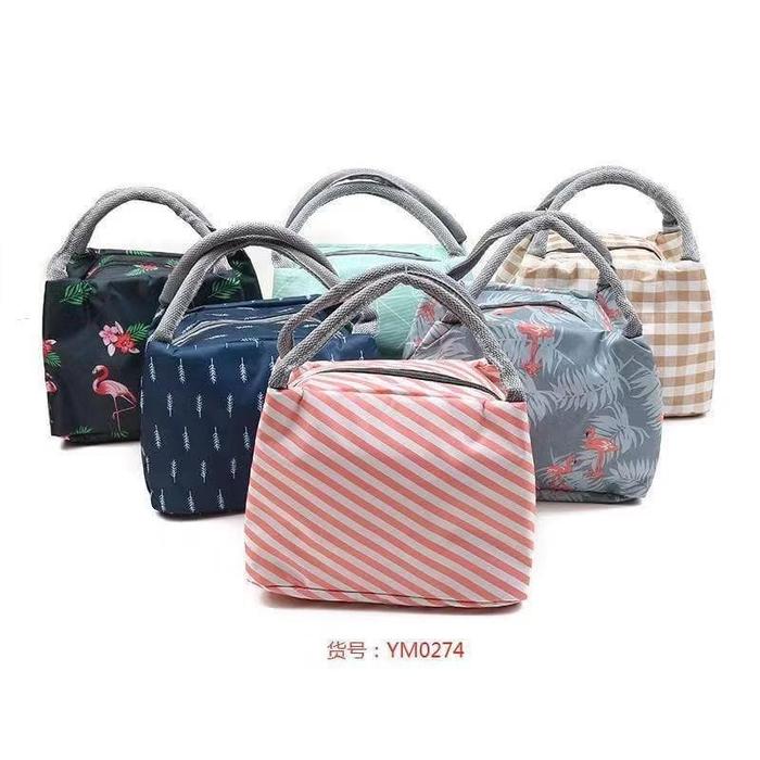 Gambar Tas Bekal Murah Souvenir Organizer Cooler Bag Mini Travel Style Pouch - Abu Flamingo dari Sejati Official Store undefined Tokopedia