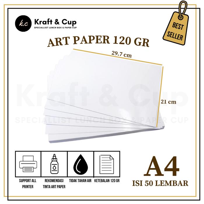 Gambar Kertas Art Paper A4 120 gsm / Art Paper A4 120 gr - isi 50 lembar dari Prabu Paperindo undefined Tokopedia