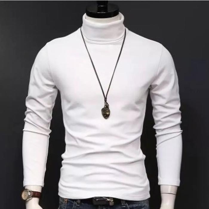 Gambar KAOS POLOS KERAH TINGGI LENGAN PANJANG KATUN 24S ANTI KUSUT - Putih, XXXL dari Narishop undefined Tokopedia