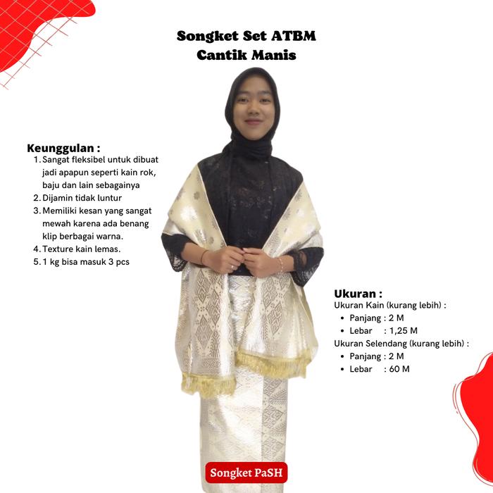 Gambar Songket Palembang ATBM Motif Cantik Manis Silver Bermacam Motif&Warna - Cream Silver, Jahit Rok Lilit dari Songket PaSH Official Store undefined Tokopedia