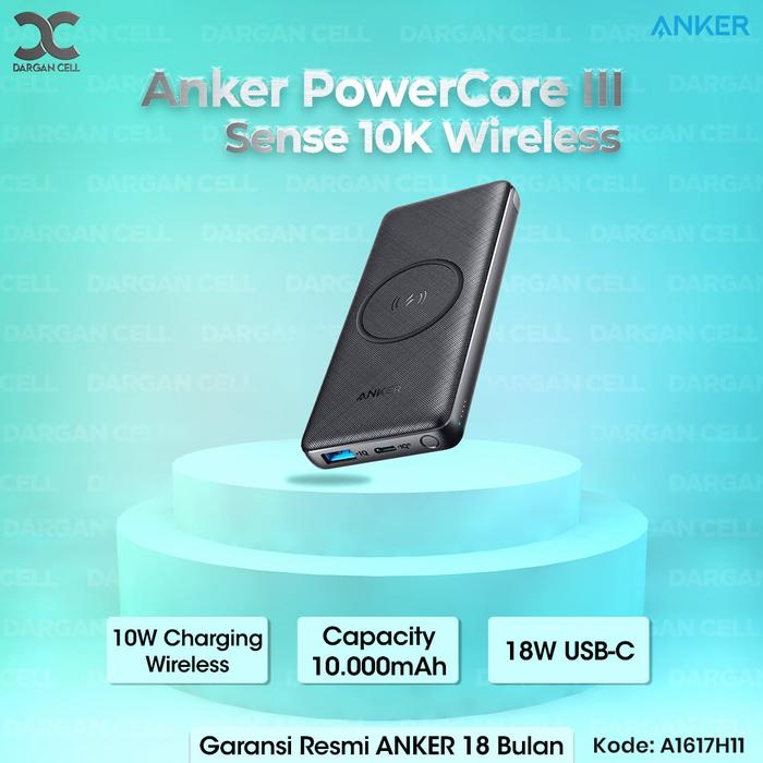 Jual ANKER POWERCORE III SENSE 10K WIRELESS POWERBANK -A1617