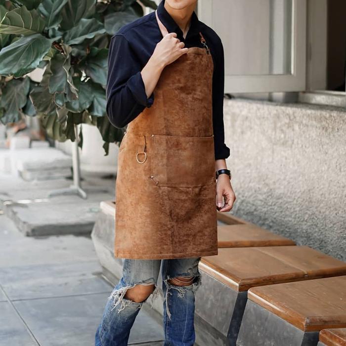 Gambar Apron Barista Suede Apron Masak Celemek Barista Chef Suede Import - Cokelat dari Alimranshop undefined Tokopedia