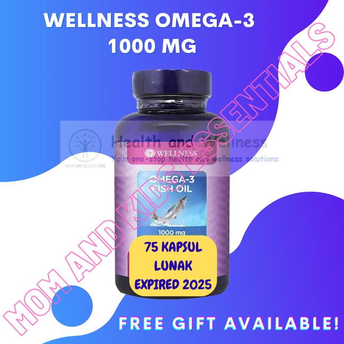 Gambar WELLNESS OMEGA 3 OMEGA-3 75 150 375 SOFTGELS KAPSUL LUNAK MINYAK IKAN - 75 Kapsul dari Mom and Kids Essentials undefined Tokopedia