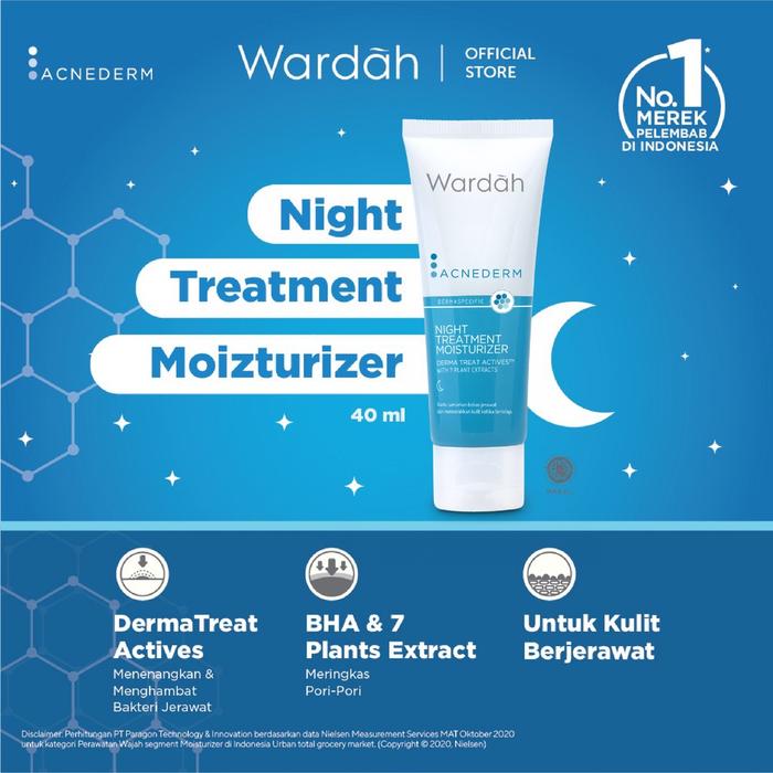 Gambar Wardah Acnederm Night Treatment Moisturizer 40ml | Pelembab Wajah - night Moisturiz dari stand market undefined Tokopedia
