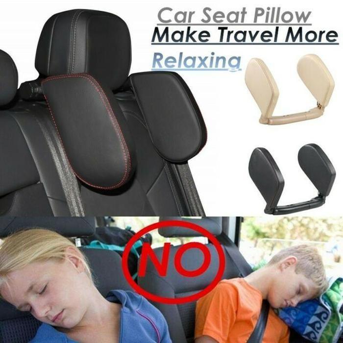 Car Seat Pillow Headrest Neck Travel Pillow Bantal Penyangga Jok Mobil  Hitam