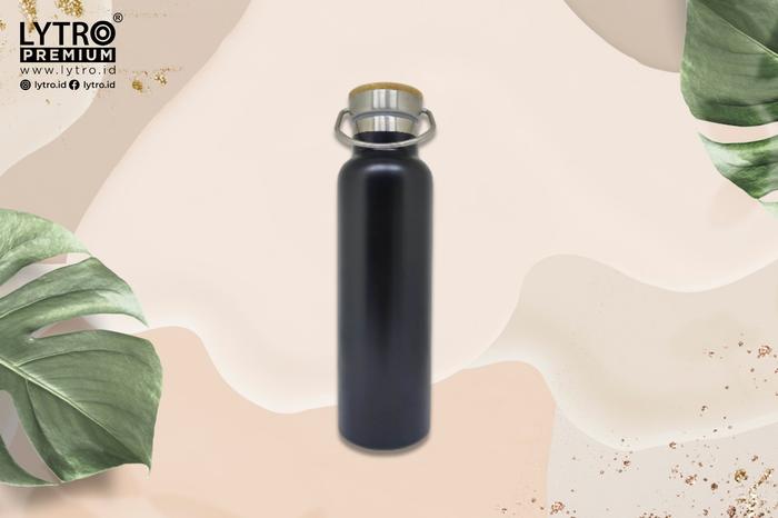 Gambar Tumbler Stainless Arizona Tutup Kayu 500ML - Termos Tutup Bambu viral - Hitam dari LYTRO undefined Tokopedia