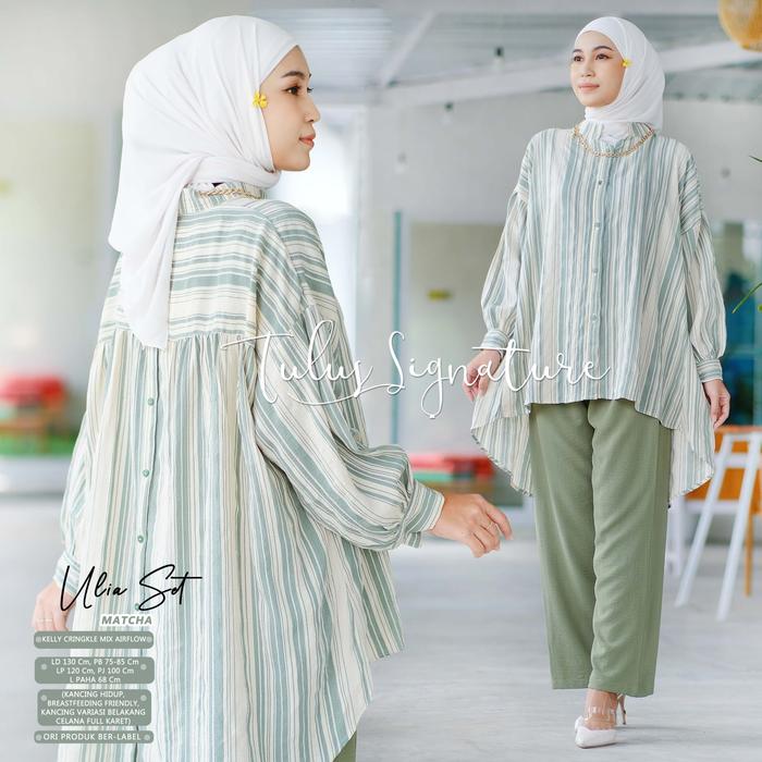 Gambar BAJU SETELAN WANITA MUSLIM CELANA SET TRENDING KEKINIAN MOTIF BUNGA - Matcha, LD 130cm dari CNGR_Store undefined Tokopedia