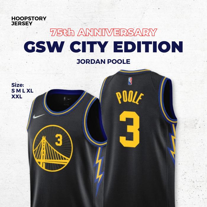JERSEY BASKET NBA GSW #3 JORDAN POOLE 75TH CITY EDITION HITAM 21/22 S