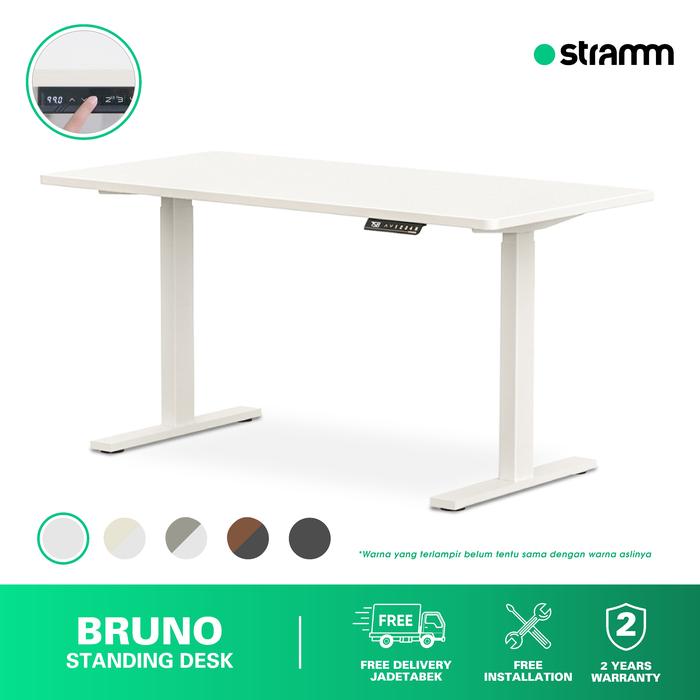 Gambar Meja Kerja Adjustable Standing Desk Stramm Bruno SF - White Matte, 160x80 + Castor dari Stramm undefined Tokopedia