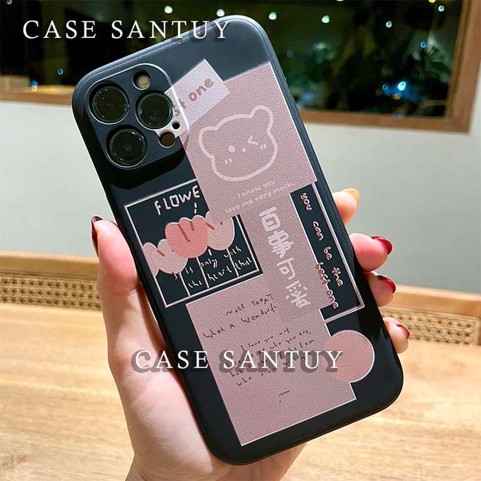 Gambar Soft Case Oppo Reno 6 7 Pro 5G 4G Bear Black Square Edge Phone Case - BEAR01 BLACK, RENO 6 PRO 5G dari Favorit Case undefined Tokopedia