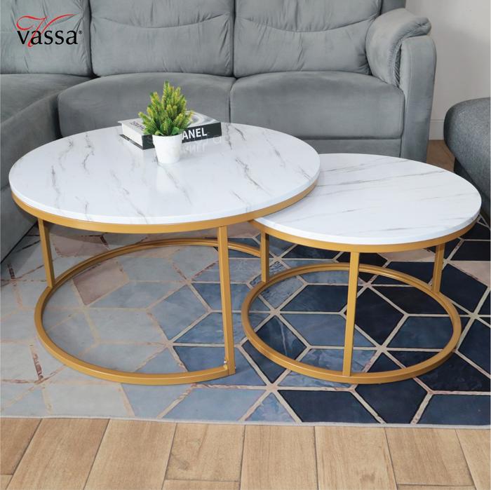 Gambar Round coffee table Meja round Coffee Table - Putih dari Vassa Sofa & Home undefined Tokopedia