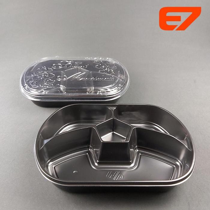 Gambar Ready Bento Tray Oval Sekat 4 - Lunch Box - Tray Take Away - (10Pcs) dari rizky two shop undefined Tokopedia