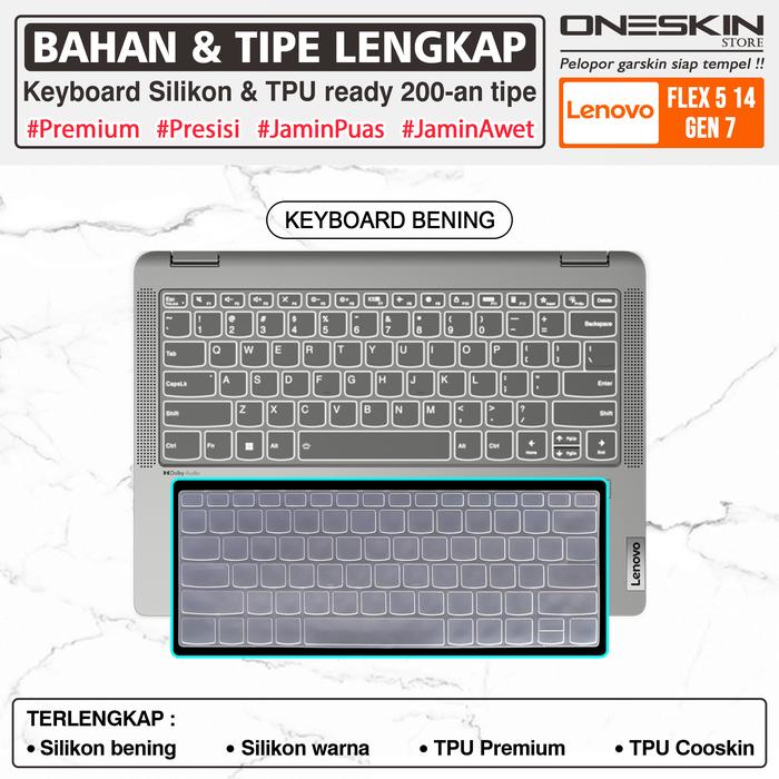 Gambar Pelindung Keyboard Protector Cover Kompatibel untuk Lenovo IdeaPad Flex 5 5i-14 14ALC7 14IAU7 Gen 7 Tpu Silikon Bening - Keyboard Bening dari Oneskin Store Indonesia undefined Tokopedia