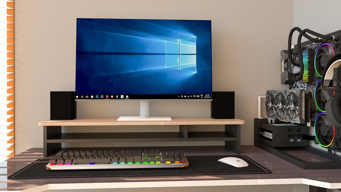 Gambar dudukan monitor / stand monitor / tatakan moniyor kayu / desk monitor - 80CM dari Tekno Audio Store undefined Tokopedia