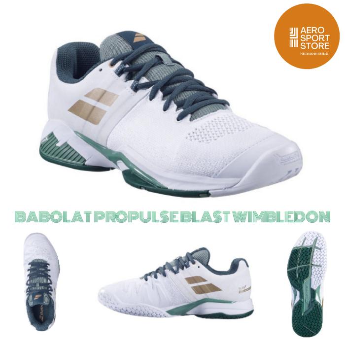 Gambar [ SEPATU TENIS LAPANGAN BABOLAT PROPULSE BLAST WIMBLEDON 2022 ] - Putih - Hijau, 41 (26 cm) dari Aero Sport Tenis Store undefined Tokopedia