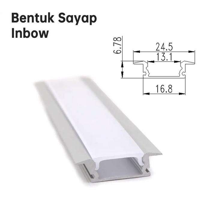 Gambar Cover Lampu Aluminium Kap Led Strip 100cm Tapeguard Led Light trough - Sayap+Mika Susu dari HAO-Onlineshop undefined Tokopedia