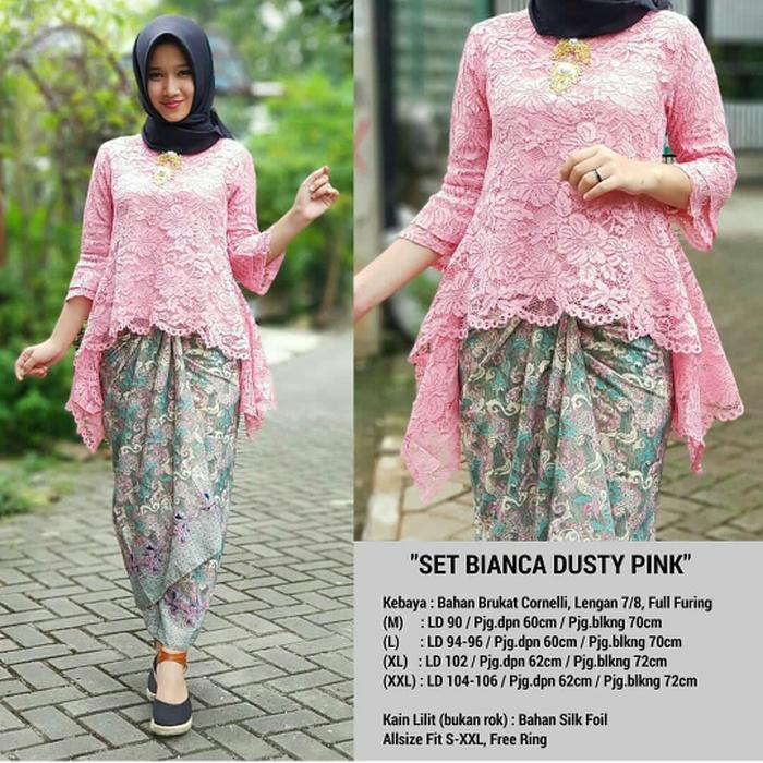 Gambar Setelan Kebaya Modern Brokat Rinjani Rok Lilit Dusty Pink dan Lainnya - SET DUSTY PINK, M dari Butik Aneka Busana undefined Tokopedia