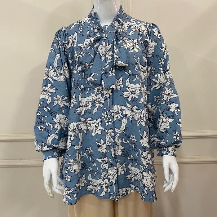 Gambar Tunik Motif Atasan Wanita Ophelia Tunik Bunga LD 110-130 - Blue, all size dari afdhol_muslim undefined Tokopedia