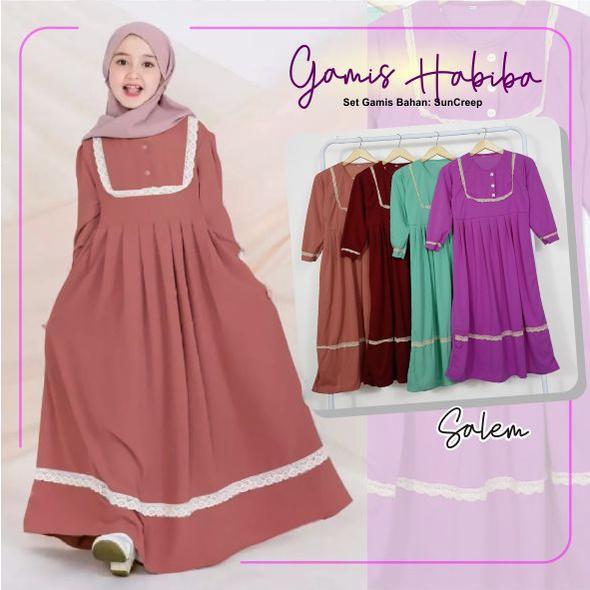 Gambar gamis anak habibah set gamis usia 1-14 thn - salem, L dari Hijeoufitbandung undefined Tokopedia