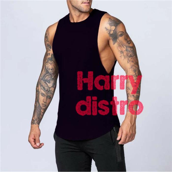 Gambar Singlet gym Tanktop kaos santai sporty olahraga kaos tidur kaos polos - Hitam, L dari Harrydistro undefined Tokopedia