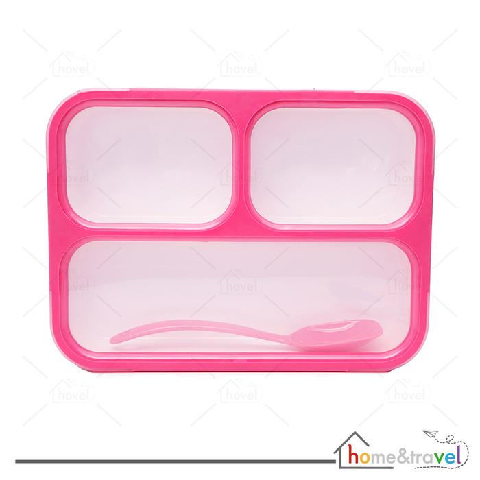 Gambar HOVELSHOP Kotak Makan 3 Sekat Yooyee 579 Besar Lunch Box Anti Tumpah - Merah Muda dari Hovel Shop undefined Tokopedia