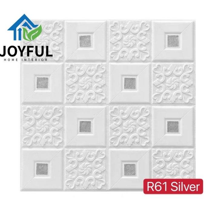 Gambar Wall Paper 3D 70 x 35cm - Motif Kotak Warna 30mm- Instant Wallpaper - Silver dari Aurel Babyshop undefined Tokopedia
