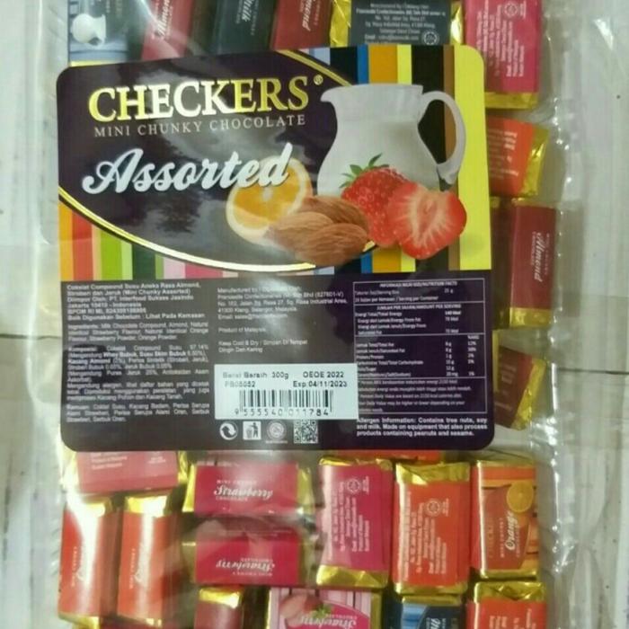 Gambar CHECKERS MINI CHUNKY CHOCOLATE ASSORTED ALMOND MIX FRUIT DARK CHOCO COKLAT MINI MALAYSIA 300GR COKELAT Cokelat - ASSORTED dari Lotus mart81 undefined Tokopedia