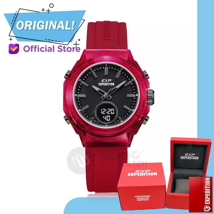 Gambar Jam Tangan Wanita Analog-Digital Expedition 6831MH E6831 E 6831 MH Original Garansi Resmi - Black Red dari Medan Watch undefined Tokopedia