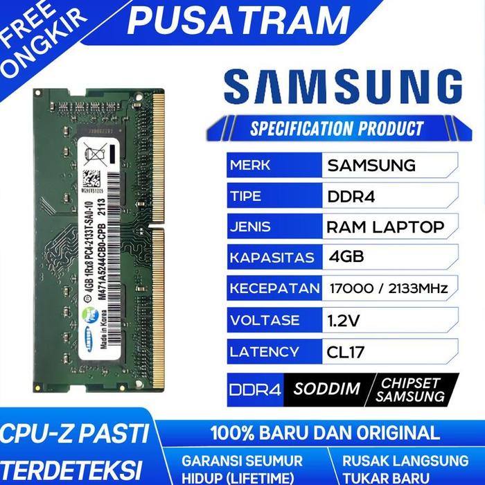 Jual RAM LAPTOP SAMSUNG DDR4 4GB 2133 MHz 17000 ORI GAMING RAM NB