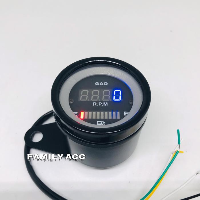 Gambar Speedometer Bulat 2in1 Digital Rpm plus Fuel Meter/ Amper Bensin - Black dari Family Line undefined Tokopedia
