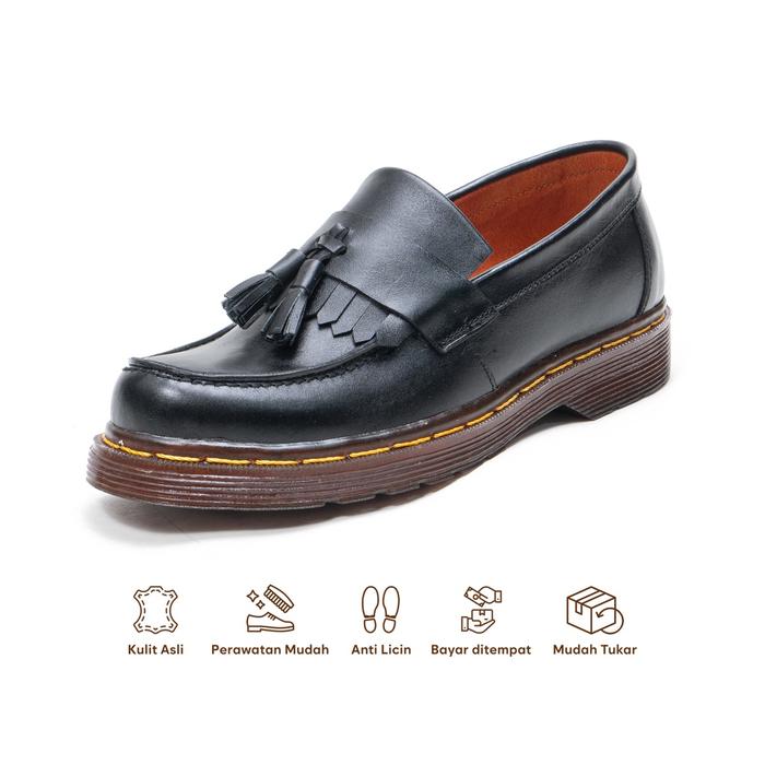 Gambar Sepatu Pria Slip On Penny Loafers Kulit Asli hitam & coklat S.1062 - Hitam, 39 dari mulya jaya shop99 undefined Tokopedia