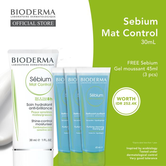 Gambar Bioderma Sebium Mat Control 30 ml FREE Sebium Gel Moussant 3 x 45 ml dari Bioderma Indonesia undefined Tokopedia