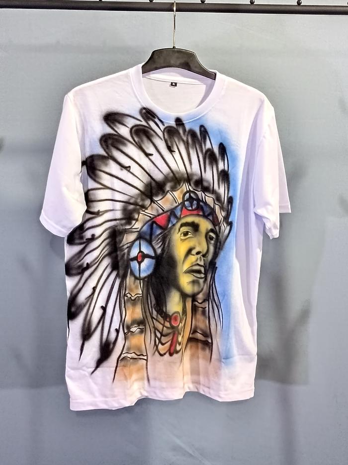 Gambar Baju Airbrush/Kaos Airbrush Indian Termurah (Pria&Wanita) - Putih, M dari Mangap airbrush undefined Tokopedia