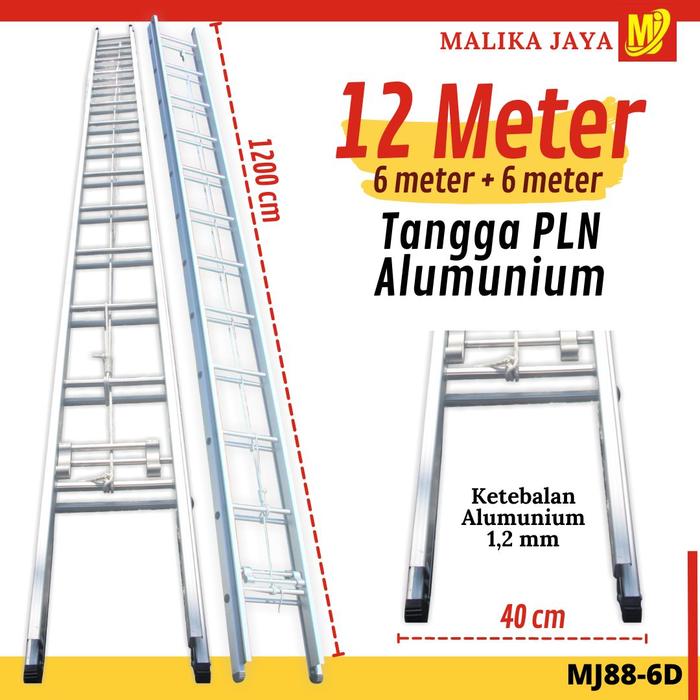 Gambar Tangga PLN MJ88 Double 6D | 12 Meter Sliding Sorong dari Malika Jaya Surabaya undefined Tokopedia