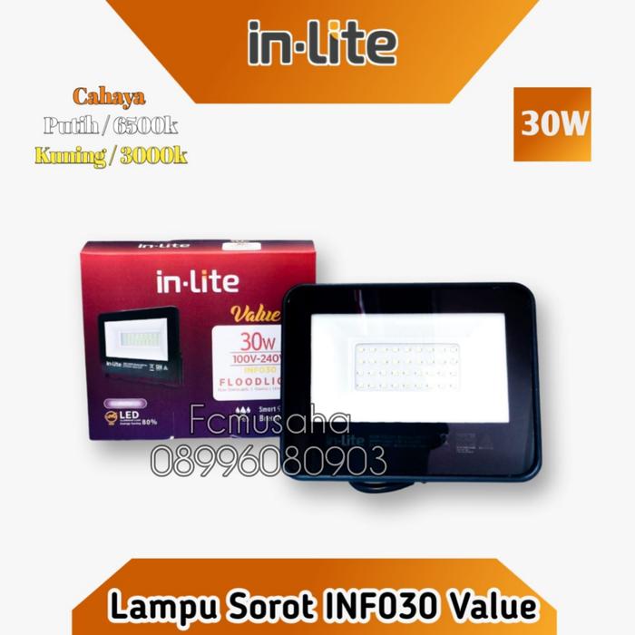 Gambar INLITE Lampu Floodlight SMD INF030 30W Sorot Tembak Putih / Kuning - Putih dari FCMusaha undefined Tokopedia
