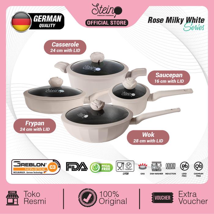 Gambar Panci Set Steincookware ROSE GLAMOUR 4 in 1 Stein Pink White Violet - PAKET GLAMOUR, PACKING NORMAL dari Toko Lima_NEW undefined Tokopedia