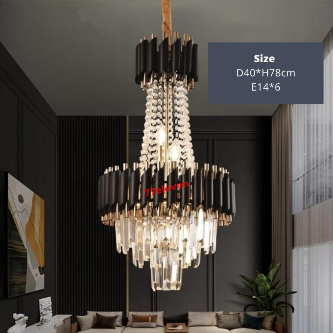 Gambar Lampu gantung hias kristal ruang tamu void minimalis LG 220888 BK - 40 dari 77eleven0 undefined Tokopedia