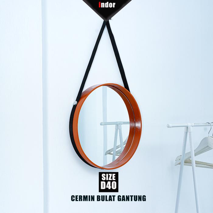 Gambar CERMIN GANTUNG BULAT/ BUNDAR MINIMALIS MURAH TERBARU DIAMETER 40 CM - Light Brown dari Indor Official undefined Tokopedia