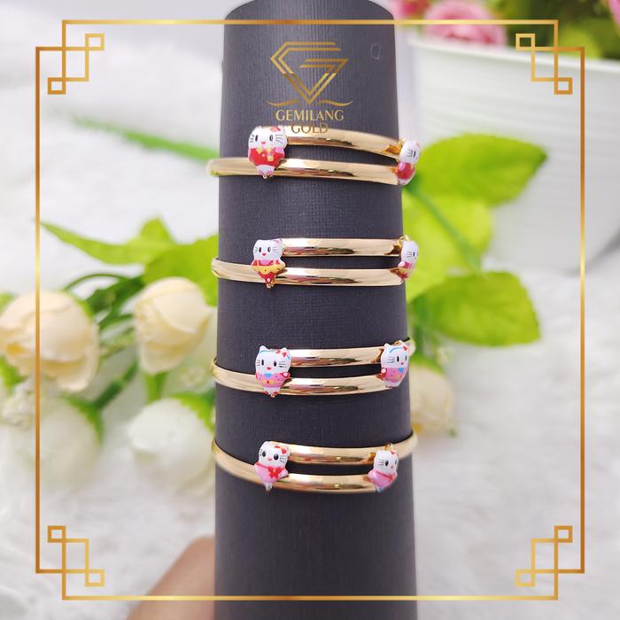 Gambar GELANG ANAK EMAS KADAR 300 & 375 MODEL ONGSROT HELLO KITTY PINK BALITA - 300 (6K) dari GEMILANG MALL (PT. KKG) undefined 5 Tokopedia