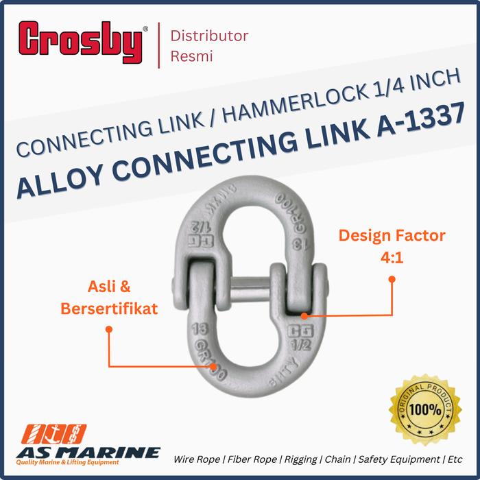 Gambar Connecting Link / Hammerlock Alloy CROSBY A1337 (1/4 s/d 1-1/4 Inch) - 1/4 Inch dari PT Anugrah Sukses Marine - Surabaya undefined Tokopedia
