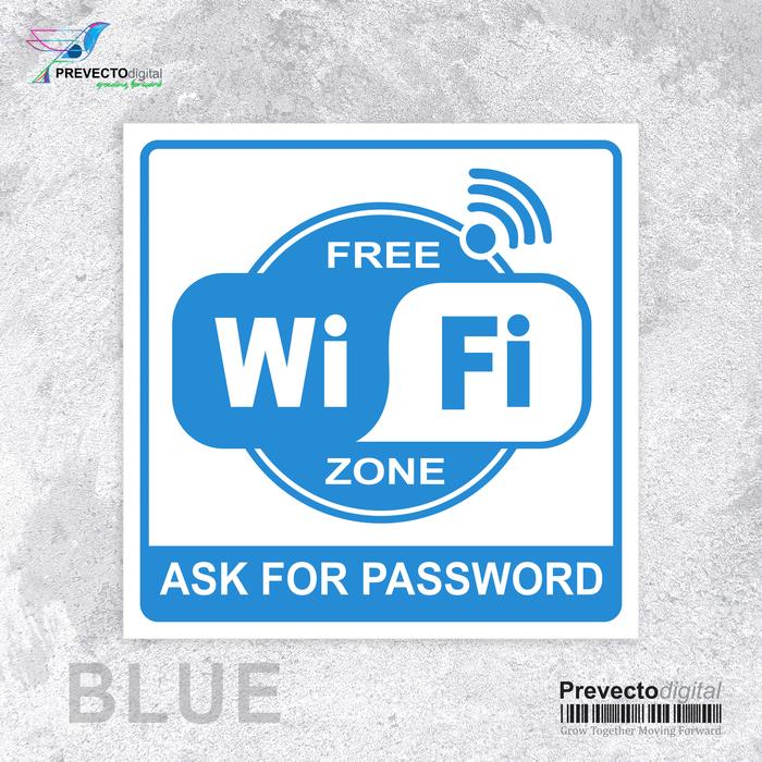 Sign Biru Jual Sign Sticker FREE Wifi - Biru Muda, 20x20cm - Jakarta Barat ...