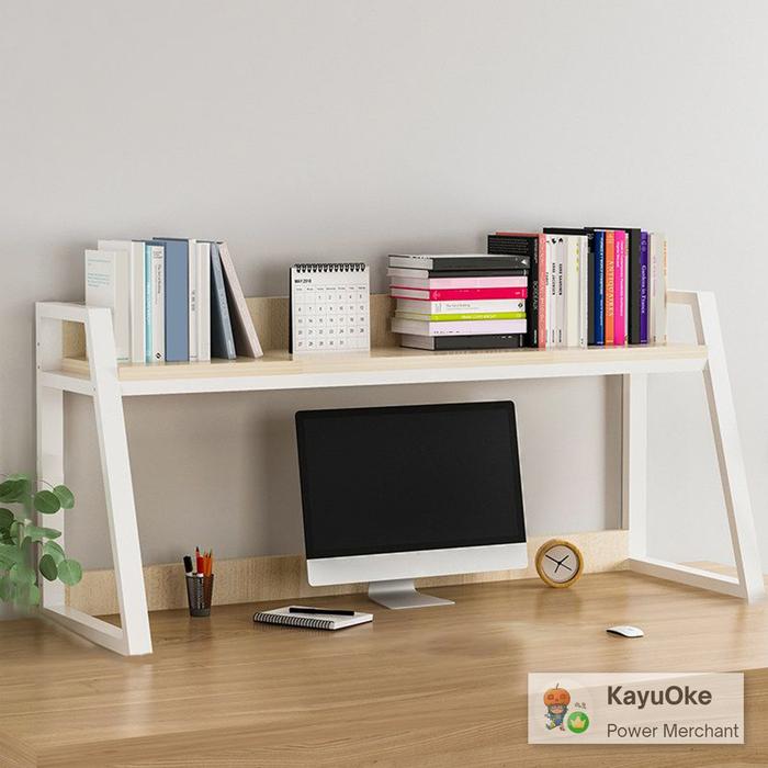 Gambar Rak kayu susun atas meja / rak minimalis kaki besi / rak buku meja - Putih Rak1, Panjang 75cm dari KayuOke undefined Tokopedia